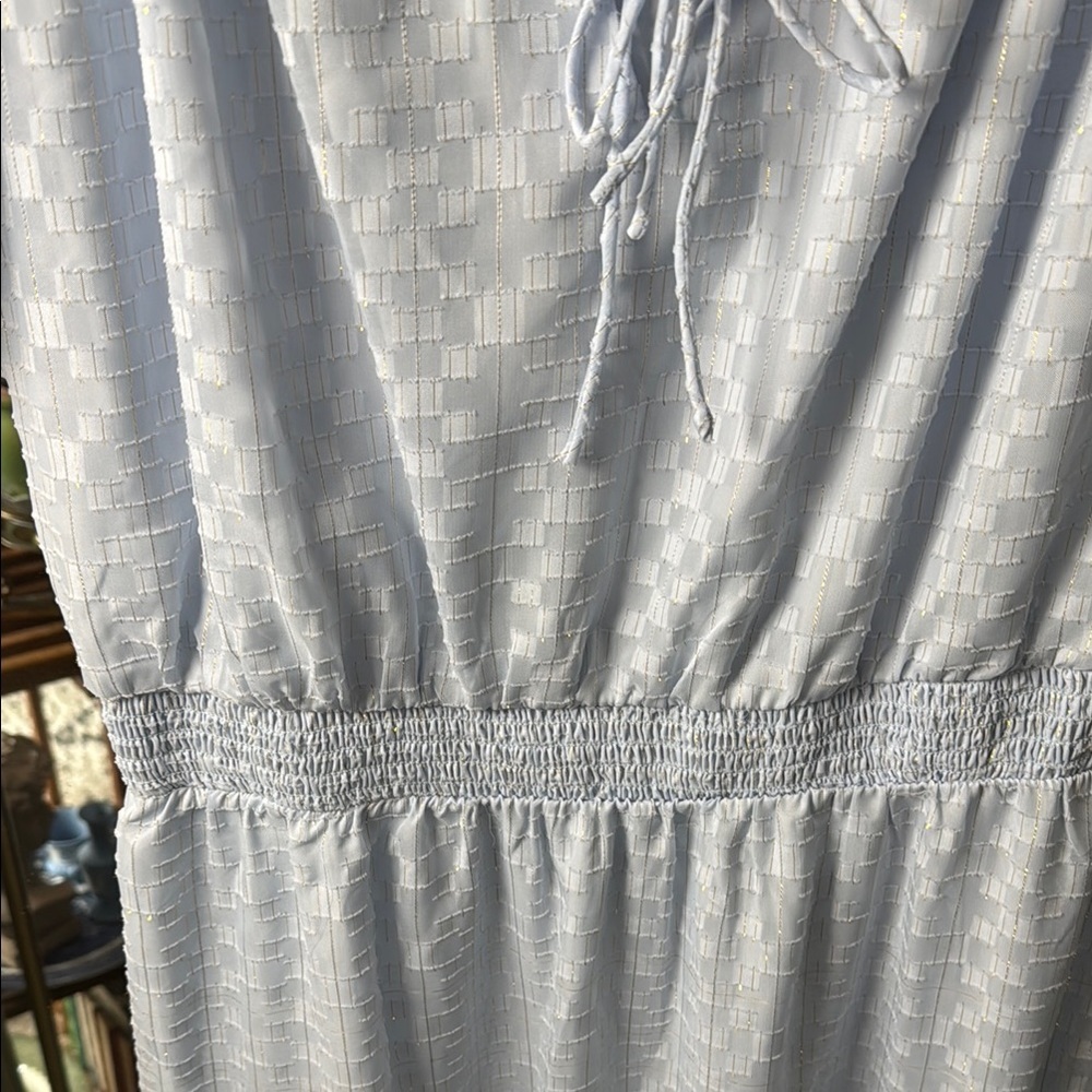 Adelyn Rae Light Blue Ruffled Dress Romantic Feminine Flowy Midi Dress - Picture 6 of 7
